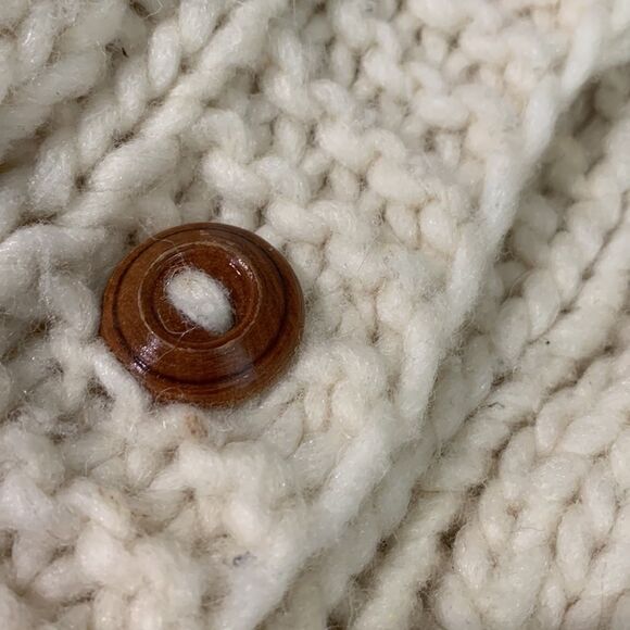 GLADYS fisherman chunky knit wool sweater cardigan pockets women’s - Picture 4 of 8